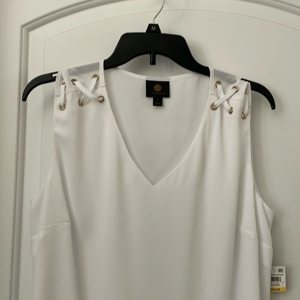 J M Collection White Sleeveless Top